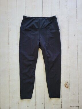 A New Day Women’s Regular Size L Black Solid Ankle Leggings Polyester Spandex